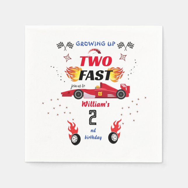 niedliche Red Boys Autos Race Auto zwei schnelle 2 Serviette (Vorderseite)