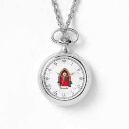 Niedliche Red Fairy Door Persönliche Silver Neckla Armbanduhr