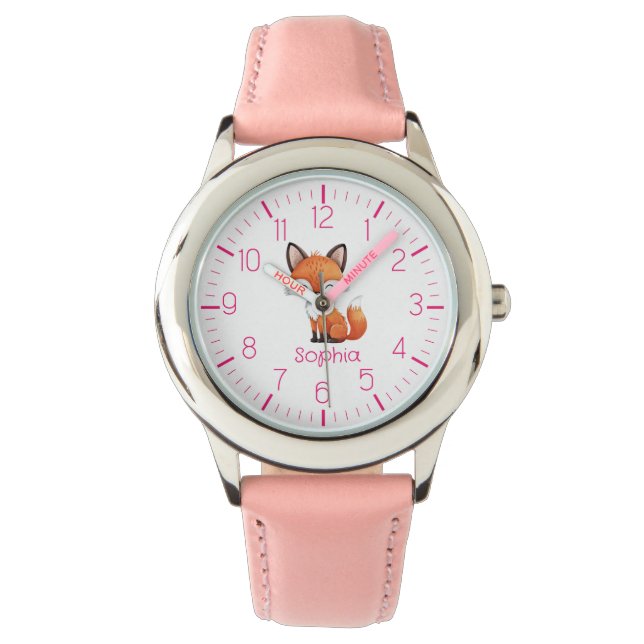 Niedliche Red Fox Personalisiert Kid's Watch Armbanduhr (Vorderseite)