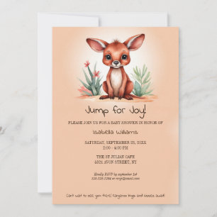 Niedliche Red Kangaroo Baby Shower Jump to Joy Einladung