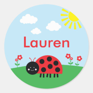 Niedliche Red Ladybug Personalisiert Labels Runder Aufkleber