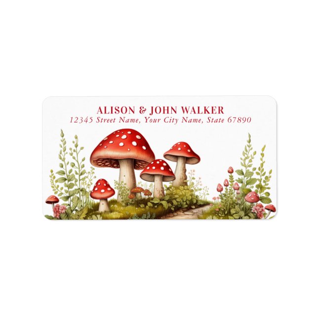Niedliche Red Mushroom-Rücksendeadressen-Aufkleber Adressaufkleber (Vorne)