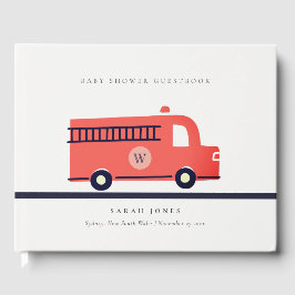 Niedliche Red Navy Fire Truck Motor Baby Shooter Gästebuch