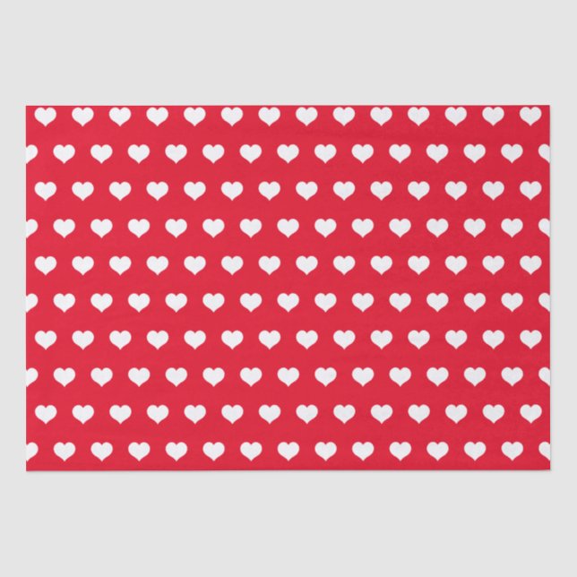 Niedliche Red White Heart Valentinstag Pattern Lie Seidenpapier (Vorderseite)