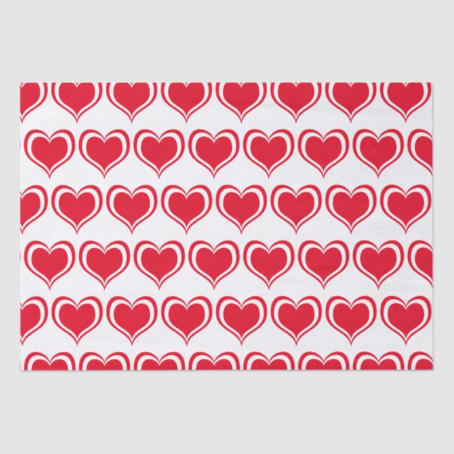 Niedliche Red White Heart Valentinstag Pattern Lie Seidenpapier (Vorderseite)