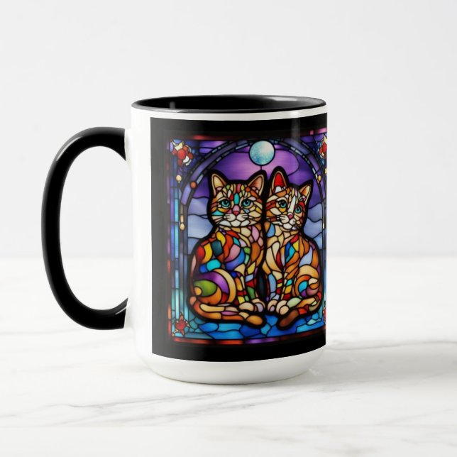 Niedliche Regenbogen-Kätzchen-Dekorative Tasse (Links)