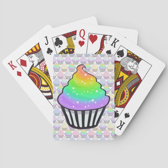 Niedliche Regenbogen-Kuchen-Strudel-Zuckerglasur Spielkarten (Rückseite)