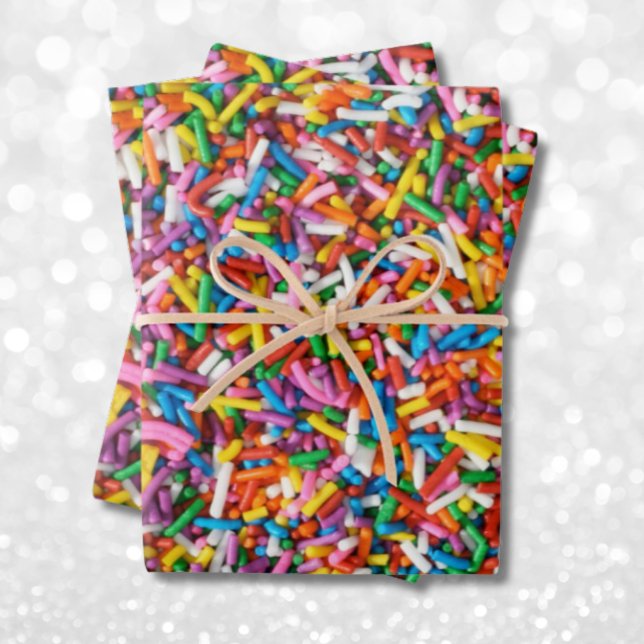 Niedliche Regenbogen-Sprinkles Candy Bakery Food P Geschenkpapier Set (Sprinkles Candy Rainbow Wrapping Paper)