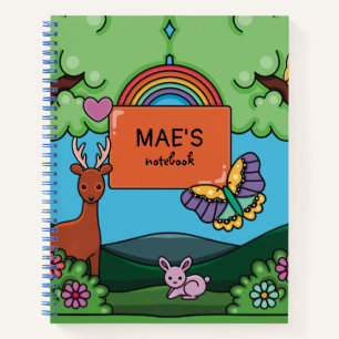 Niedliche Regenbogen- und Schmetterlingsmädchen Pe Notizbuch