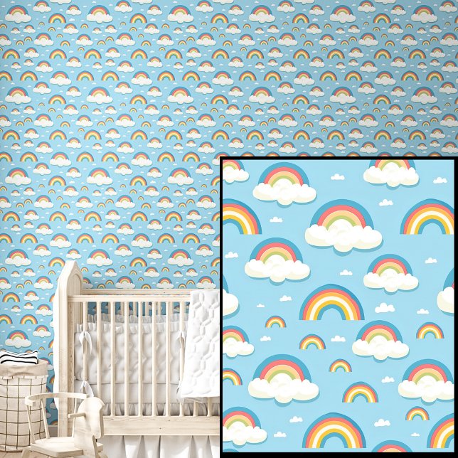Niedliche Regenbogen und Wolken auf blauem Himmel Tapete (Von Creator hochgeladen)