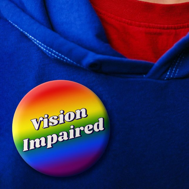Niedliche Regenbogen-Verlaufs-Typografie Sehbehind Button (Cute Rainbow Gradient Typography Vision Impaired Button)