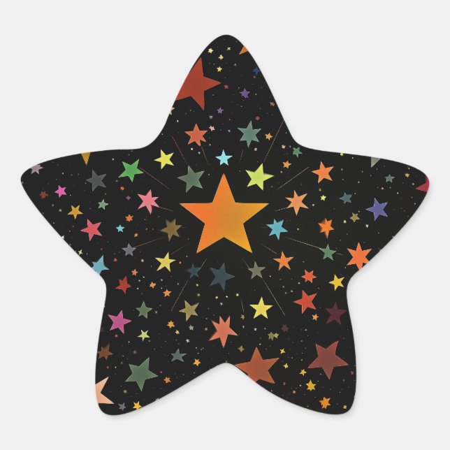 Niedliche Regenbogenfarbene Sterne Galaxy Schwarze Stern-Aufkleber (Vorderseite)