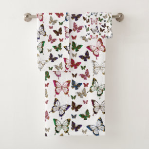 Niedliche Regenbogenfederung Butterfly Design Badhandtuch Set