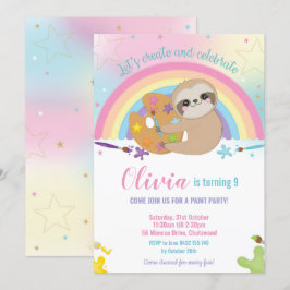 Niedliche Regenbogenpresse Art Paint Shop Einladung