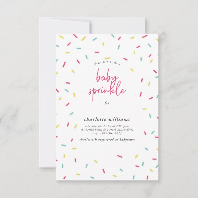 Niedliche Regenbogensprinkles Baby Sprinkle Dusche Einladung (Vorderseite)