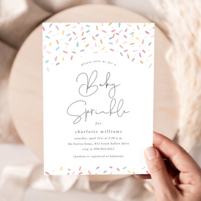 Niedliche Regenbogensprinkles Baby Sprinkle Dusche Einladung (Cute rainbow sprinkles baby sprinkle shower invitations.)