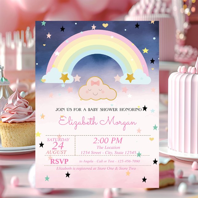 Niedliche Regenbogenstars Ombre Babydusche Einladung (Von Creator hochgeladen)