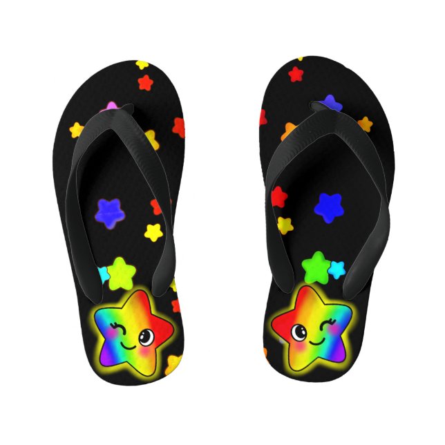 Niedliche Regenbogensteine mit Lächeln Kinderbadesandalen (Fußbett)