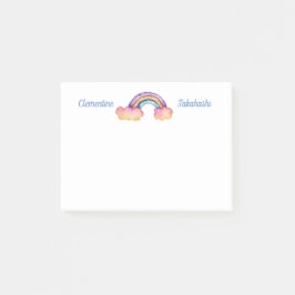 Niedliche Regenbogenwolke | Füge Deinen Namen hinz Post-it Klebezettel