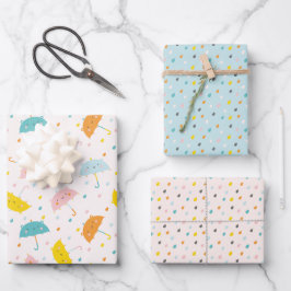 Niedliche Regenschirme Geschenkpapier Set