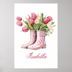 Niedliche Regenstiefel und Gerahmtes Poster