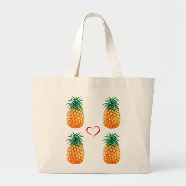 Niedliche reife gelbe Ananas-Taschentasche Jumbo Stoffbeutel (Vorne)