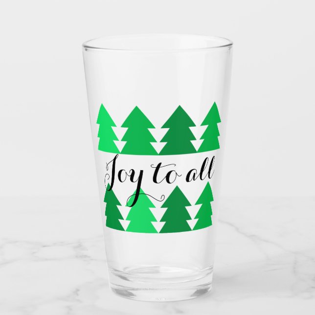Niedliche Reihen von grünen Weihnachtsbaumen Freud Glas (Vorderseite)