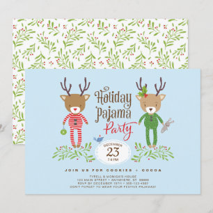 Niedliche Reindeer Holiday Pajama Party Einladung