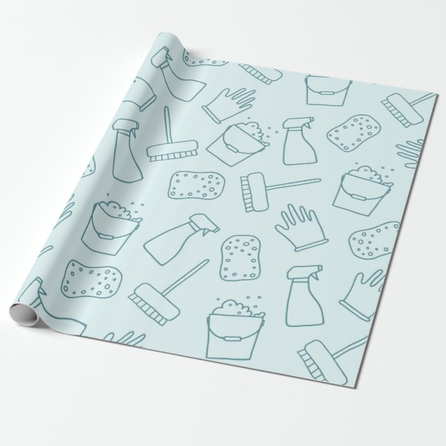 niedliche Reinigungswerkzeuge Geschenkpapier (Ungerollt)