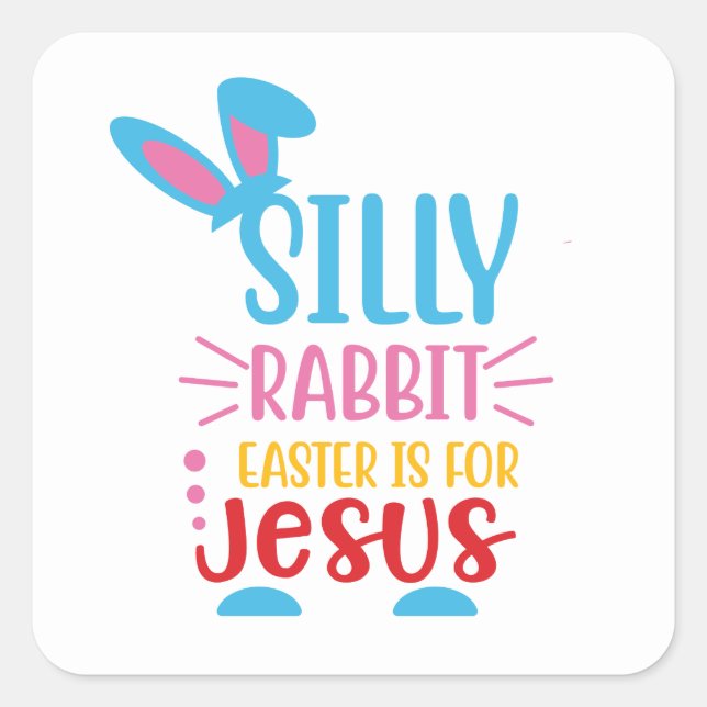 Niedliche Religiöse Wortart Ostern Quadratischer Aufkleber (Vorderseite)