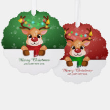 Niedliche Rentier Duo Lights Jingle Bells Weihnach