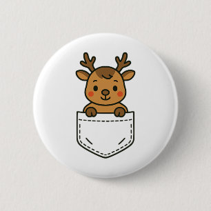 Niedliche Rentier Pocket Pal Funny Santa's Rentier Button