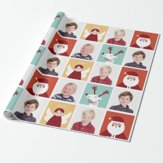 Niedliche Rentier, Santa und Angel Blocks Geschenkpapier