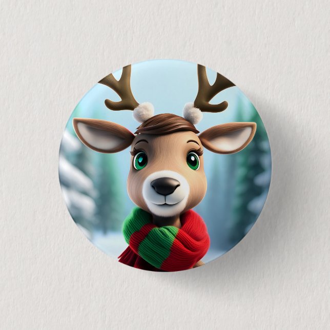 Niedliche Rentiere Button (Vorderseite)