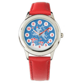 Niedliche Rentiere, einfach nummerierte Kinder beo Armbanduhr