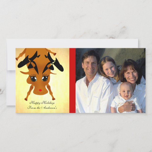 Niedliche Rentiere Feiertagskarte (Vorderseite)