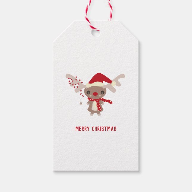Niedliche Rentiere Geschenkanhänger (Vorderseite)