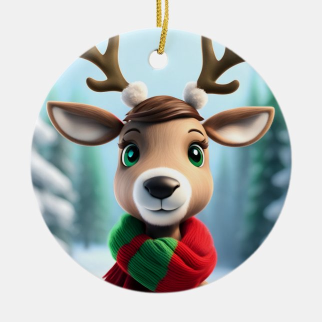 Niedliche Rentiere Keramik Ornament (Vorne)