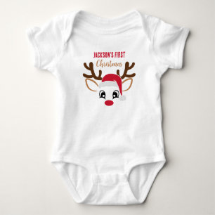 Niedliche Rentiere mit Namen Erstweihnachtsfest Baby Strampler