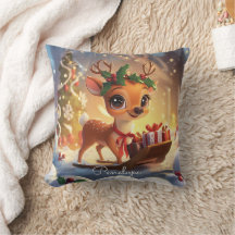 Niedliche Rentiere und Schlitten mit Weihnachtsges