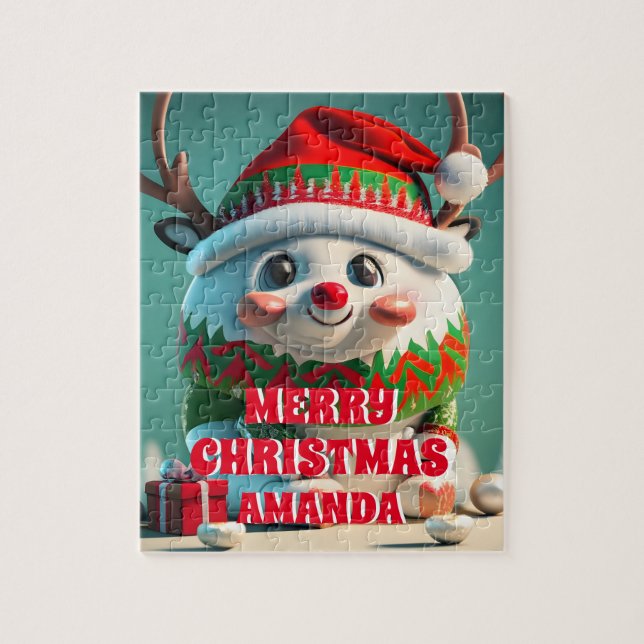 Niedliche Rentiere Weihnachten Personalisierte Kin (Vertikal)