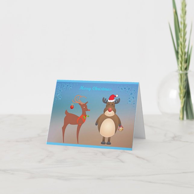 Niedliche Rentiere Weihnachtsgrüße Feiertagskarte (Vorderseite)