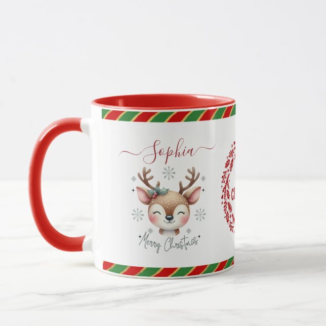 Niedliche Rentierfestivals Kinder Tasse Schokolade (Links)