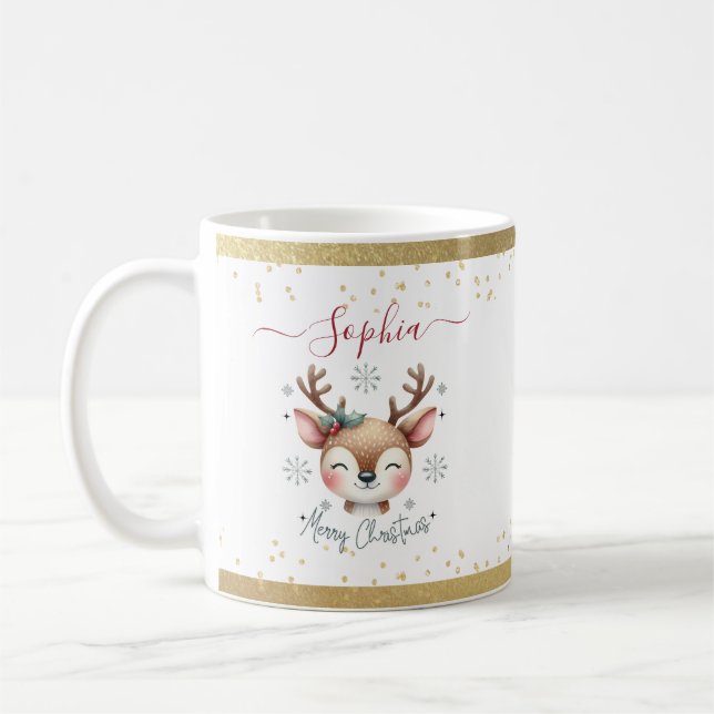 Niedliche Rentierfestivals Kinder Tasse Schokolade (Links)