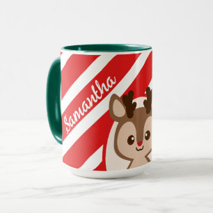 Niedliche Rentierfische und Candy Cane Streifen fü Tasse
