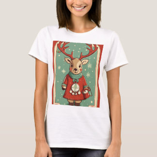 niedliche Rentierhaltung für fröhliche Weihnachten T-Shirt