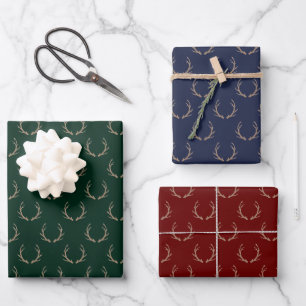 Niedliche Rentiervögel Weihnachten Geschenkpapier Set