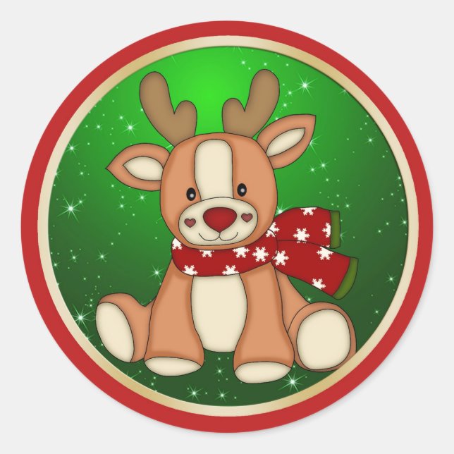 Niedliche Rentierweihnacht Runder Aufkleber (Vorderseite)