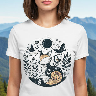 Niedliche Reto Fox Nature Illustration T-Shirt