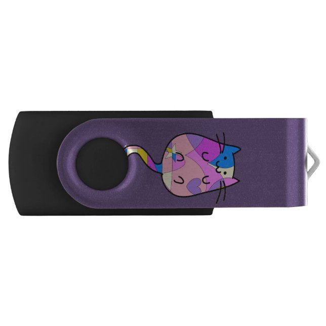 Niedliche Retro-Abstrakte Katze USB Stick (Vorderseite)